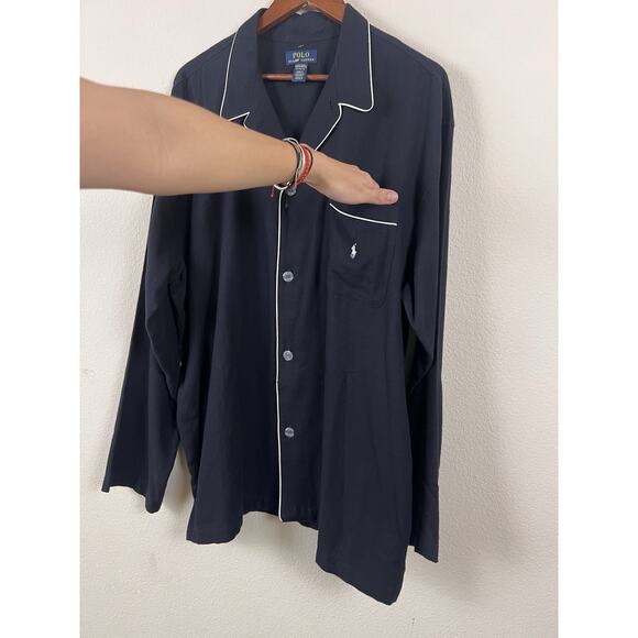 Polo Ralph Lauren Men’s Black Pajama Shirt XL Sleepwear Button Front Cotton - Picture 5 of 11